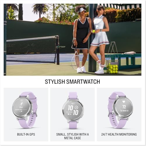 Garmin Lily 2 Active, 38mm GPS smartwatch, stylish smaller watch, fitness tracker with hidden display, sports apps,patterned lens, bright touchscreen display, up to 9 days battery life, Purple Jasmine|B0DGWJ8FYW
