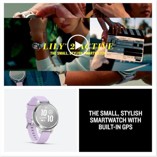 Garmin Lily 2 Active, 38mm GPS smartwatch, stylish smaller watch, fitness tracker with hidden display, sports apps,patterned lens, bright touchscreen display, up to 9 days battery life, Purple Jasmine|B0DGWJ8FYW