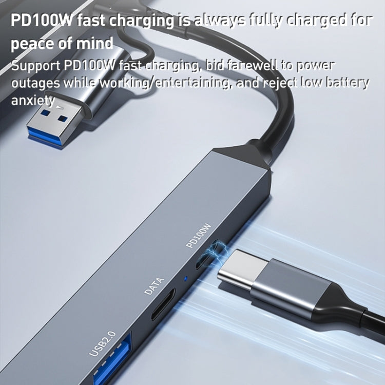 ADS-807D 6 in 1 USB + Type-C to PD100W + USB3.0/2.0 + SD/TF HUB Docking Station, ADS-807D