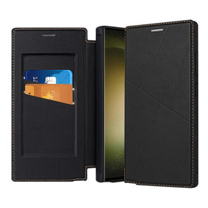Magnetic Armor Series RFID Card Slots Leather Phone Case, For Samsung Galaxy S25 5G, For Samsung Galaxy S25+ 5G, For Samsung Galaxy S25 Ultra 5G, For Samsung Galaxy S24 Ultra 5G