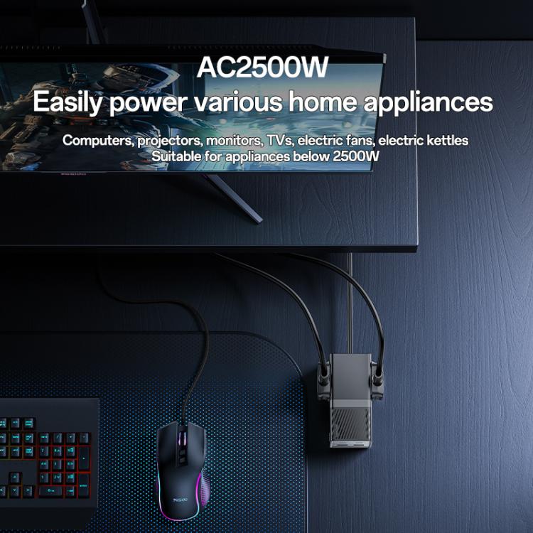 Yesido MC37 40W 6 In 1 Dual Type-C and Dual USB-A with 2 Socket Desktop GaN Power Socket Power Strip, MC37