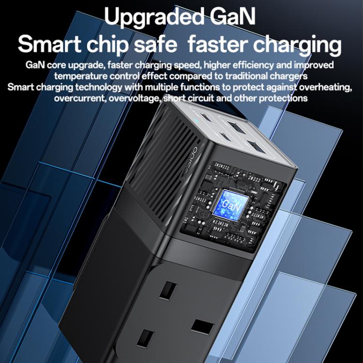 Yesido MC37 40W 6 In 1 Dual Type-C and Dual USB-A with 2 Socket Desktop GaN Power Socket Power Strip, MC37