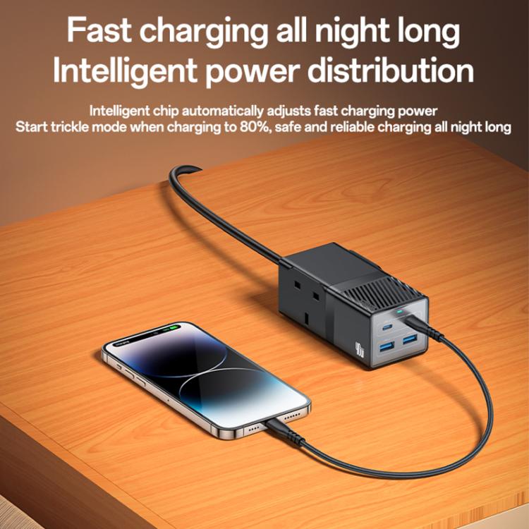 Yesido MC37 40W 6 In 1 Dual Type-C and Dual USB-A with 2 Socket Desktop GaN Power Socket Power Strip, MC37