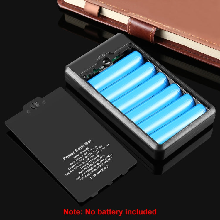 HAWEEL DIY 6 x 18650 Battery 24W Fast Charge Power Bank Box Case with Display, Not Include Battery, 6 x 18650 Battery