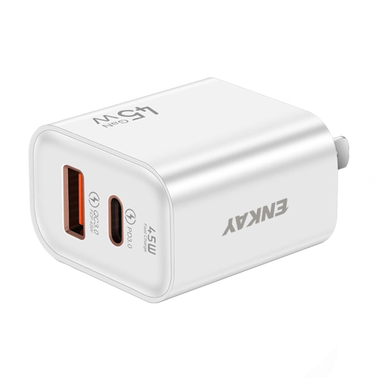 ENKAY FC-001 45W USB-A + USB-C / Type-C Dual Ports Quick Charger, US Plug