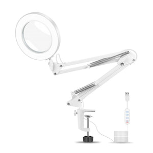 USB Desktop LED Ring Light Welding Auxiliary Magnifying Glass Lighting Desk Lamp, USB (White)