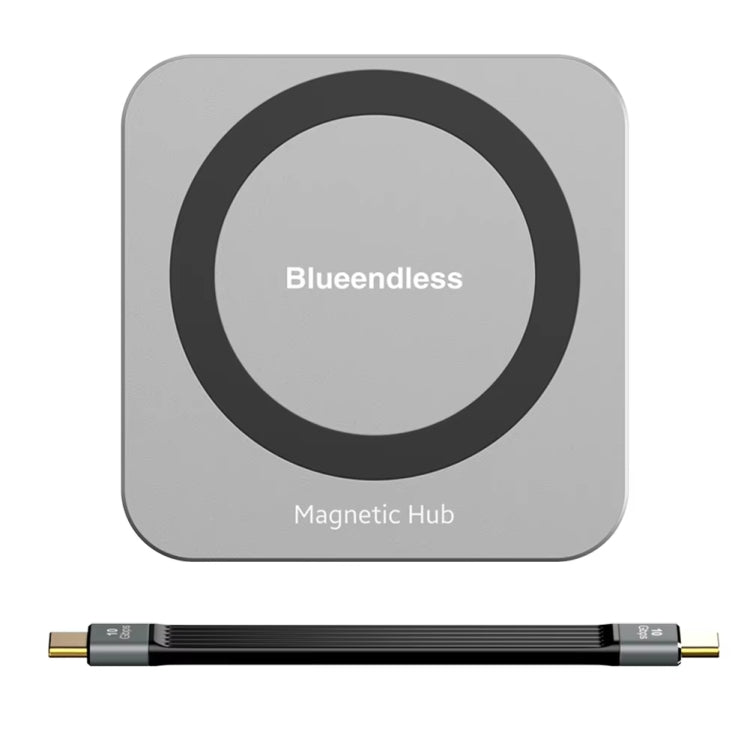 Blueendless 8-In-1 Magnetic HUB With M.2 NVMe/SATA SSD Enclosure (HDMI+PD100W+USB-C/Type-C 3.2+USB-A 3.2+SD+TF+AUX), MC906
