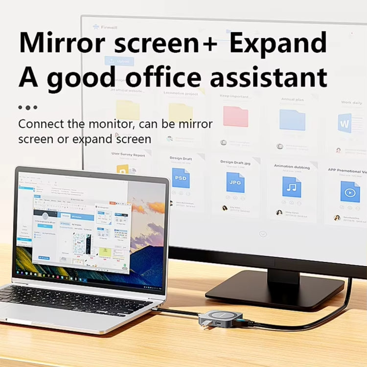 Blueendless 8-In-1 Magnetic HUB With M.2 NVMe/SATA SSD Enclosure (HDMI+PD100W+USB-C/Type-C 3.2+USB-A 3.2+SD+TF+AUX), MC906