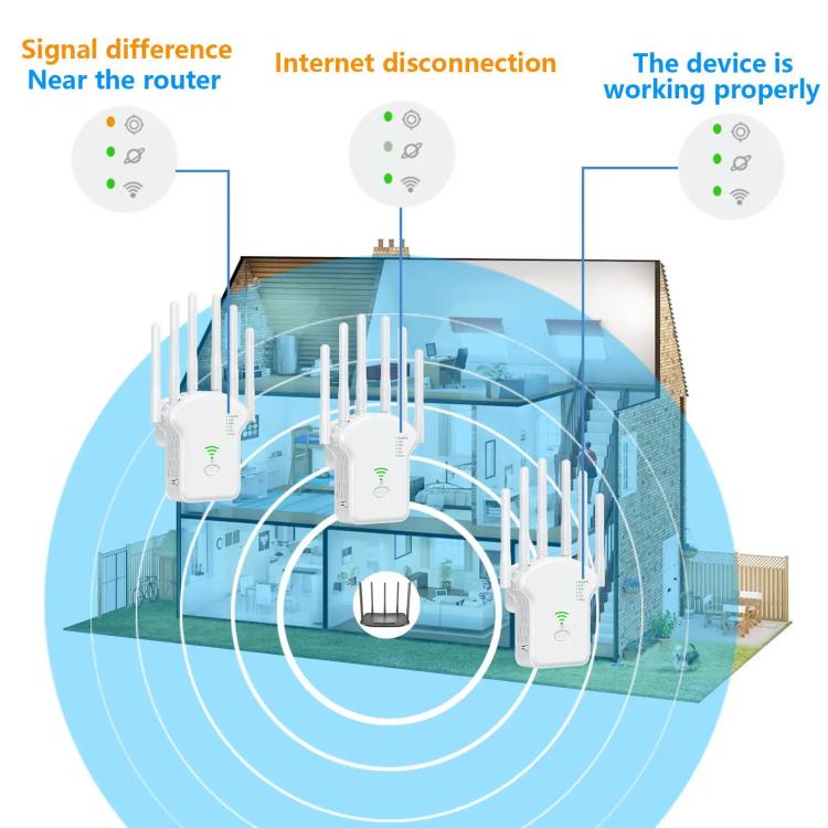 Urant U13 1200Mbps 2.4G/5G Dual Band WiFi Repeater Signal Amplifier, US Plug White, EU Plug White, US Plug Black, EU Plug Black