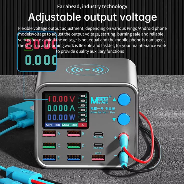 MaAnt DianBa No.1 Pro Multi-port Charger 9-ports With Digital Display Power Wireless Charger, DianBa No.1 Pro, EU Plug
