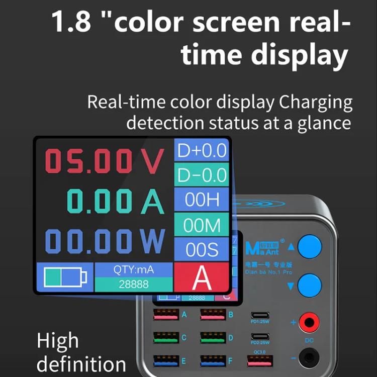 MaAnt DianBa No.1 Pro Multi-port Charger 9-ports With Digital Display Power Wireless Charger, DianBa No.1 Pro, EU Plug