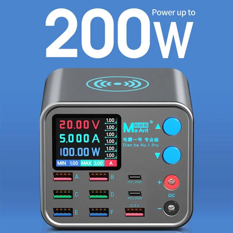 MaAnt DianBa No.1 Pro Multi-port Charger 9-ports With Digital Display Power Wireless Charger, DianBa No.1 Pro, EU Plug