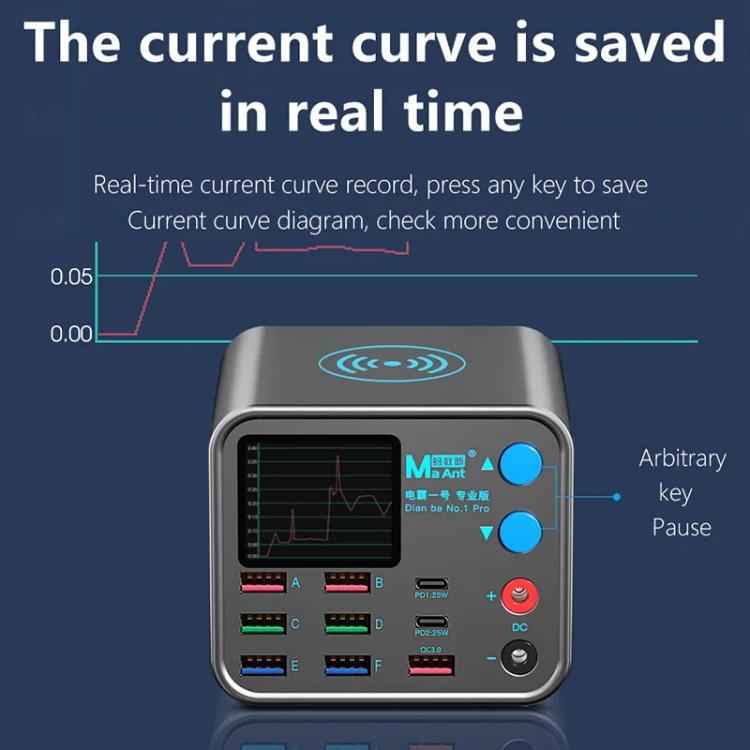 MaAnt DianBa No.1 Pro Multi-port Charger 9-ports With Digital Display Power Wireless Charger, DianBa No.1 Pro, EU Plug