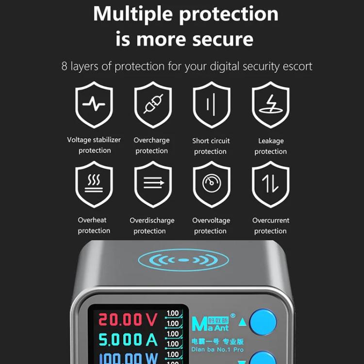 MaAnt DianBa No.1 Pro Multi-port Charger 9-ports With Digital Display Power Wireless Charger, DianBa No.1 Pro, EU Plug