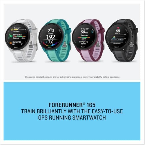 Garmin Forerunner 165, Music 43mm GPS running smartwatch, Black|B0CWB662HK