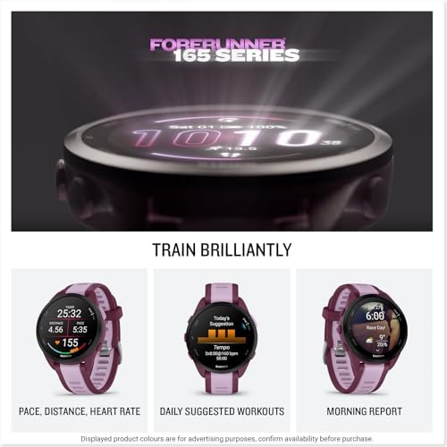 Garmin Forerunner 165, Music 43mm GPS running smartwatch, Black|B0CWB662HK