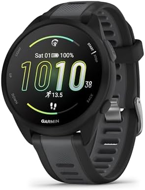 Garmin Forerunner 165, Music 43mm GPS running smartwatch, Black|B0CWB662HK