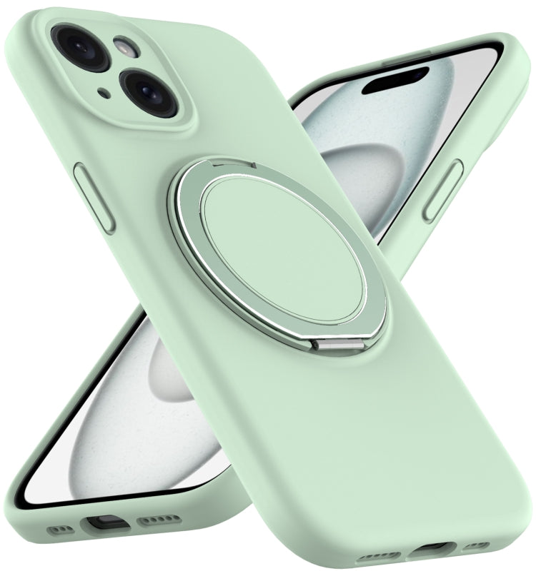 Liquid Silicone MagSafe Case with Rotating Holder, For iPhone 15,  14 Plus,  14,  14 Pro
