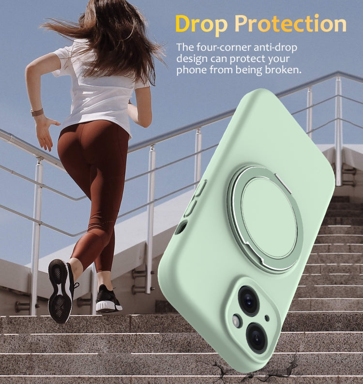 Liquid Silicone MagSafe Case with Rotating Holder, For iPhone 15,  14 Plus,  14,  14 Pro