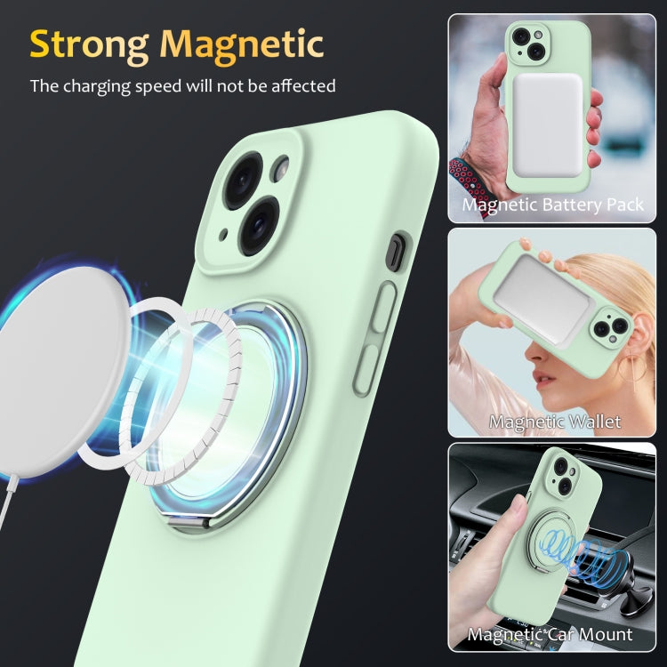 Liquid Silicone MagSafe Case with Rotating Holder, For iPhone 15,  14 Plus,  14,  14 Pro