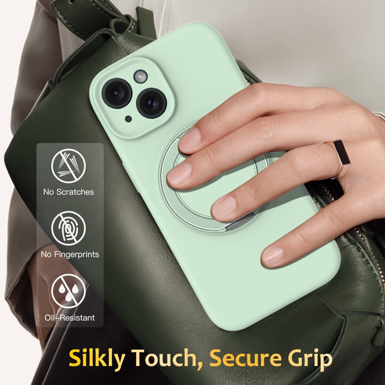 Liquid Silicone MagSafe Case with Rotating Holder, For iPhone 15,  14 Plus,  14,  14 Pro
