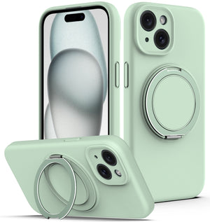 Liquid Silicone MagSafe Case with Rotating Holder, For iPhone 15,  14 Plus,  14,  14 Pro