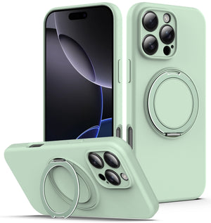 Liquid Silicone MagSafe Case with Rotating Holder, For iPhone 15,  14 Plus,  14,  14 Pro