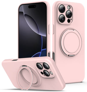 Liquid Silicone MagSafe Case with Rotating Holder, For iPhone 15,  14 Plus,  14,  14 Pro