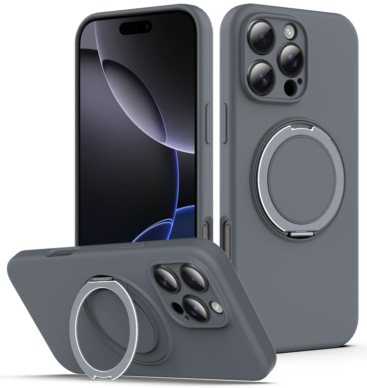 Liquid Silicone MagSafe Case with Rotating Holder, For iPhone 15,  14 Plus,  14,  14 Pro