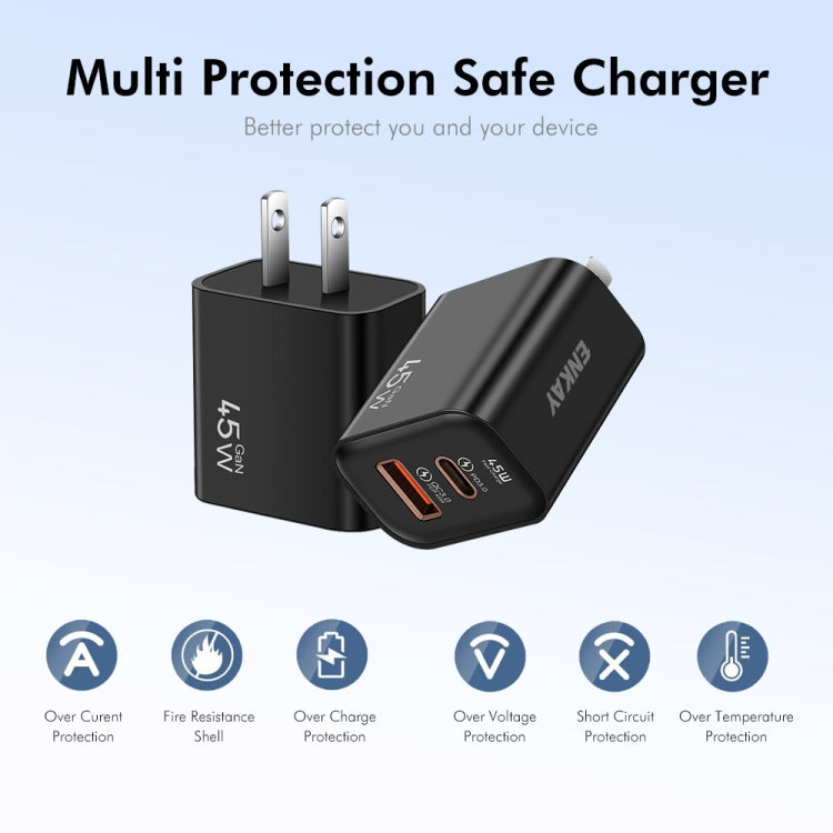 ENKAY FC-001 45W USB-A + USB-C / Type-C Dual Ports Quick Charger, US Plug