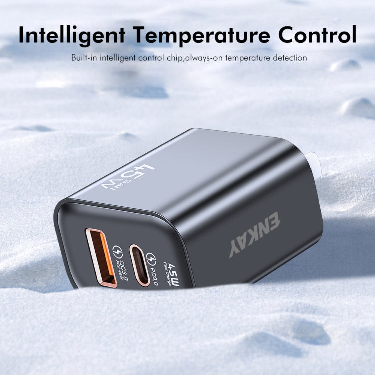 ENKAY FC-001 45W USB-A + USB-C / Type-C Dual Ports Quick Charger, US Plug